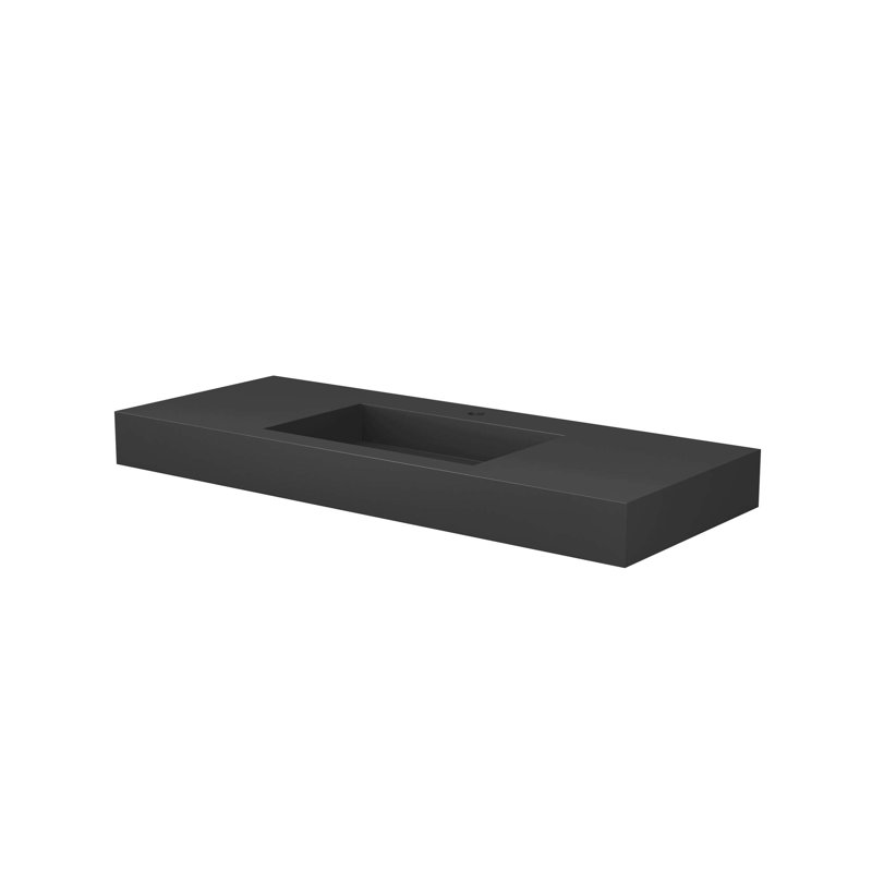 Stone Resin Solid Surface Bathroom Vanity Basin Sink, Matte Gray