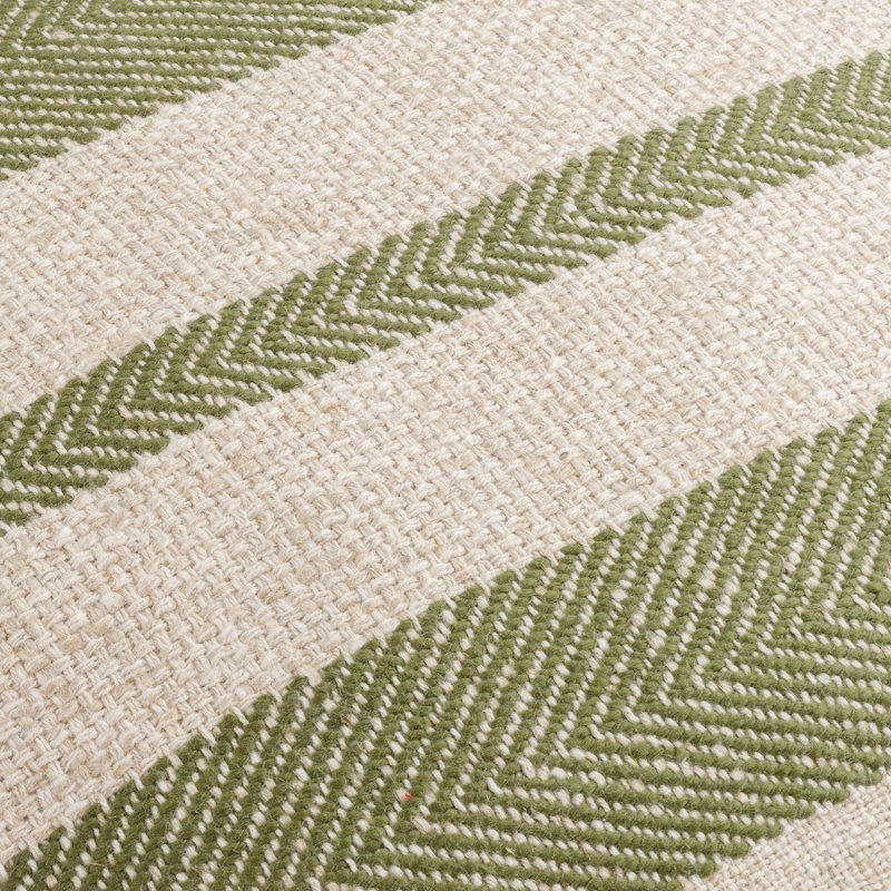 Mobley Accent Throw Pillow Cover, Light Beige/Grass Green Striped, 18"H x 18"W
