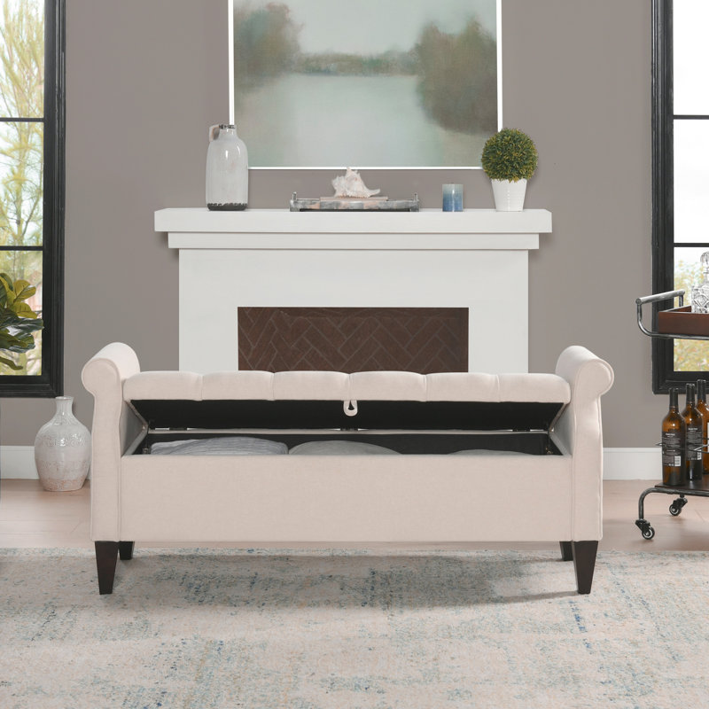 Banc de rangement à couvercle rabattable Maconay, Ciel beige neutre