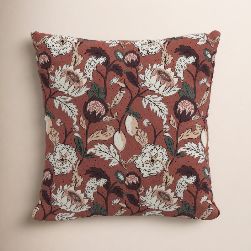 Housse de coussin en coton Arkins, Housse, 20 po x 20 po, Rose vieilli à motif floral Dottie OGA