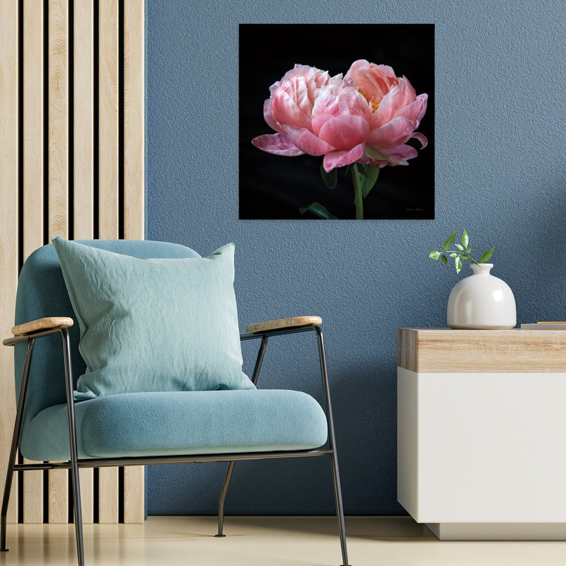 Art contemporain de pivoines corail IV, H 18 po x l 18 po