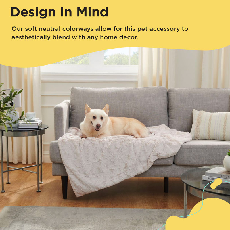 Large Cream Faux Fur Pet Blanket, 40x50