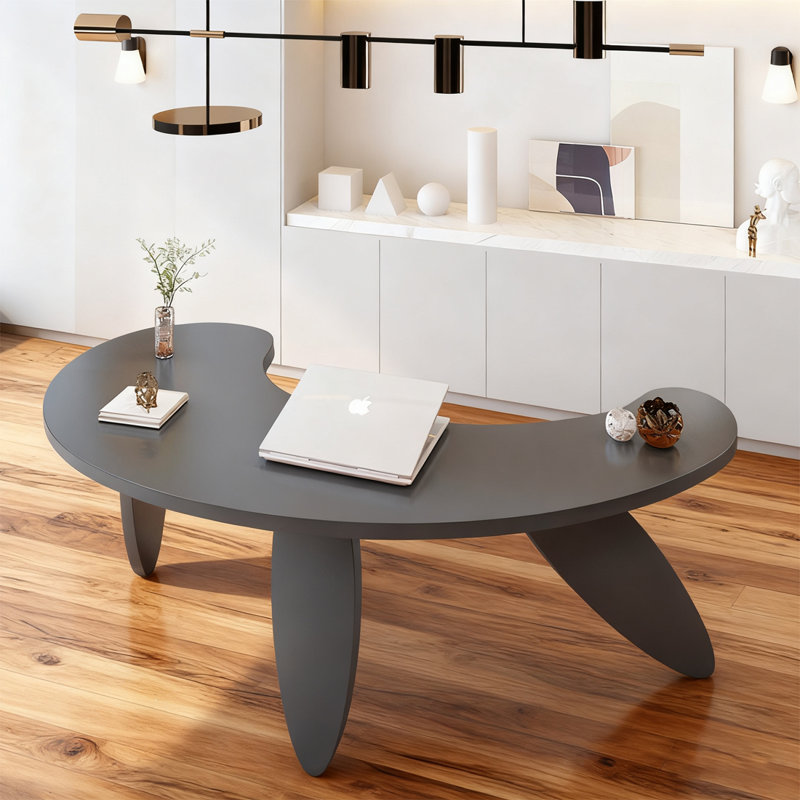 Bureau en bois massif noir Free Form, H 29,53 po x l 70,87 po x P 35,43 po, Noir