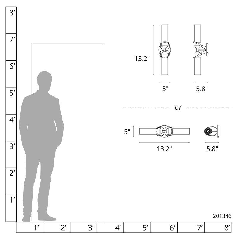 Éclairage pour meuble-lavabo à intensité variable à 2 lumières Bow, Noir