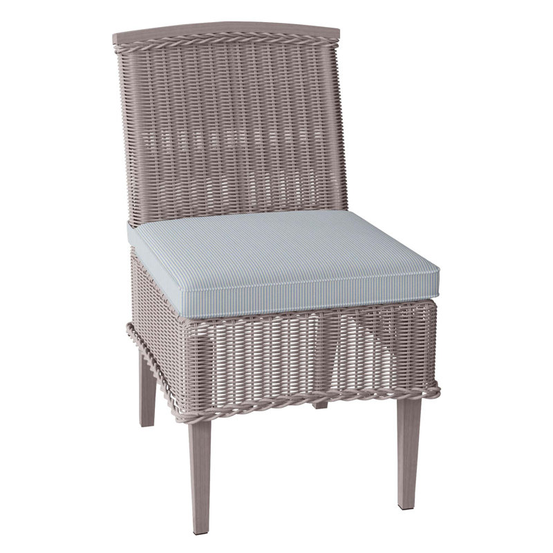 Astoria Patio Dining Side Chair with Cushions, Oyster, Welt, Canvas Sand