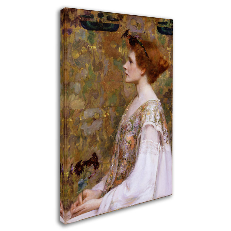 « femme avec cheveux rouges », reproduction sur toile tendue, H 32 po x l 22 po