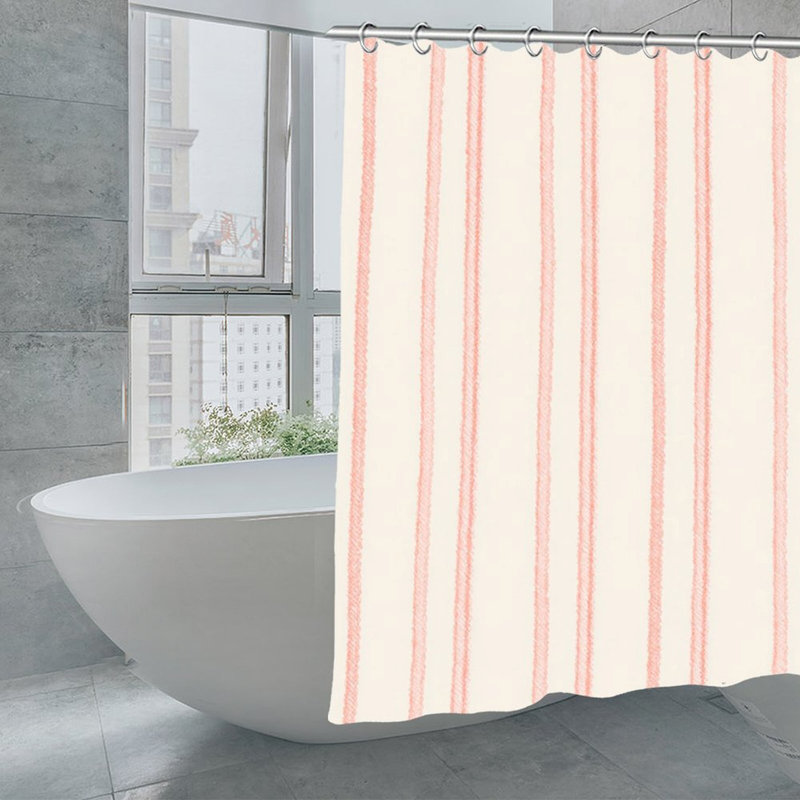 Rideau de bain Coral Stripe, cloison de salle de bain aux tons doux - 72 po x 72 po