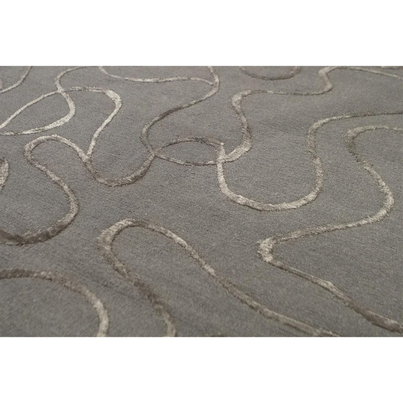 Tapis gris unique noué à la main Himalayan