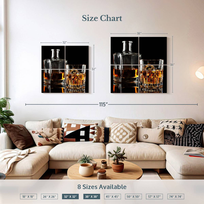 Ensemble de carafe à whisky Yarlin, H 38 po x l 38 po