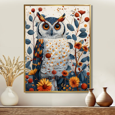 Nobel, hibou en fleurs, fleurs orange