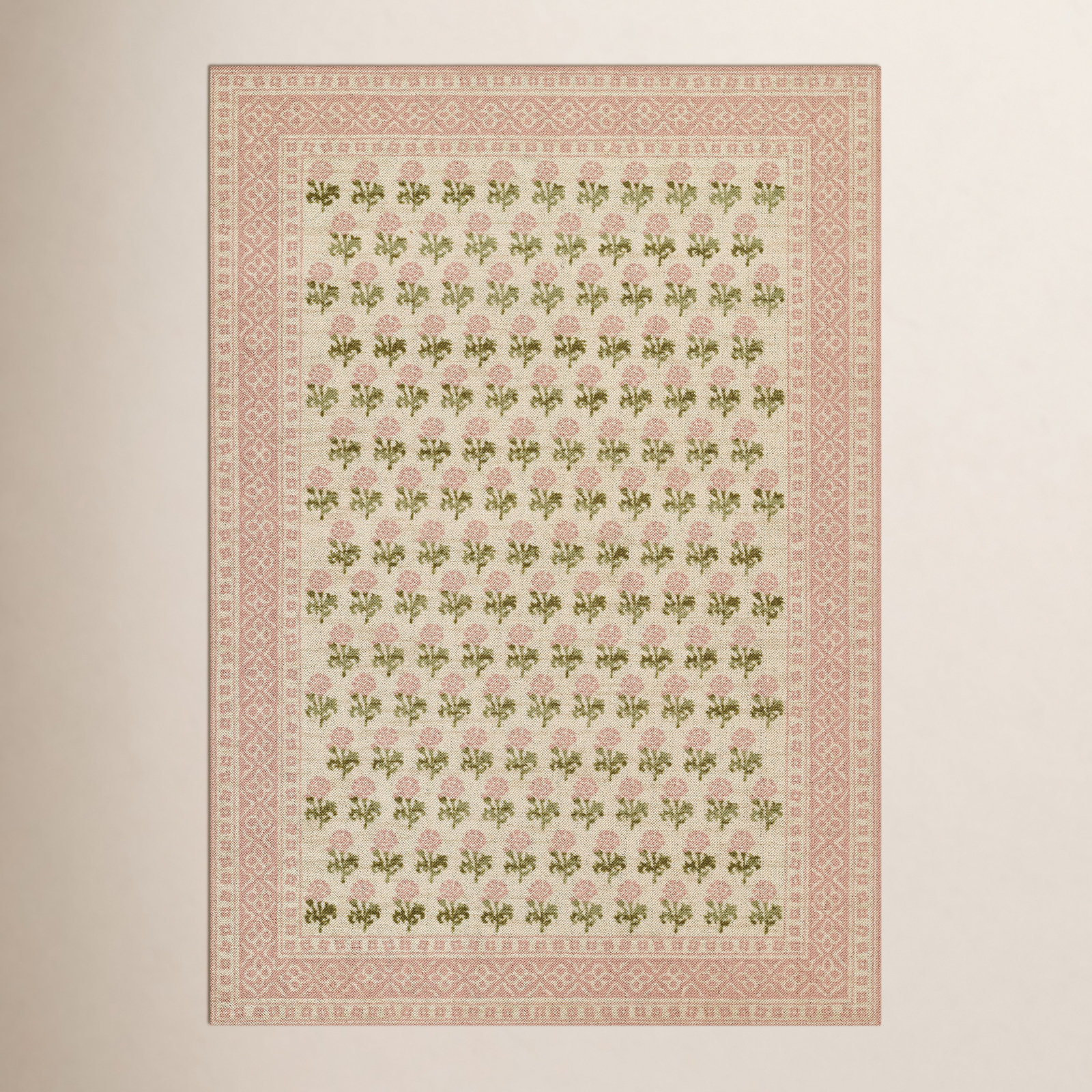Anders Traditional Floral Wool and Nylon Pink Area Rug, Rectangle 2' x 3'