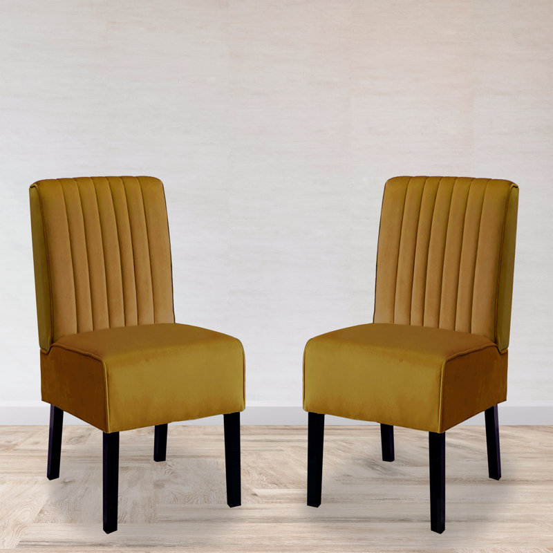 Reese Mid Century Modern Accent Chairs Set of 2 with Minimalist Design, Elegant Velvet Upholstery and Solid Wood Legs, Black