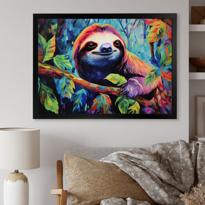 Impression d'art sur toile paresseux coloré I