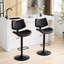 Tabouret pivotant à 360 ° de hauteur réglable en noyer, cuir noir, de 2 pour bar de salle à manger / îlot de cuisine pivotant, hauteur, îlot de cuisine / café-1407878781
