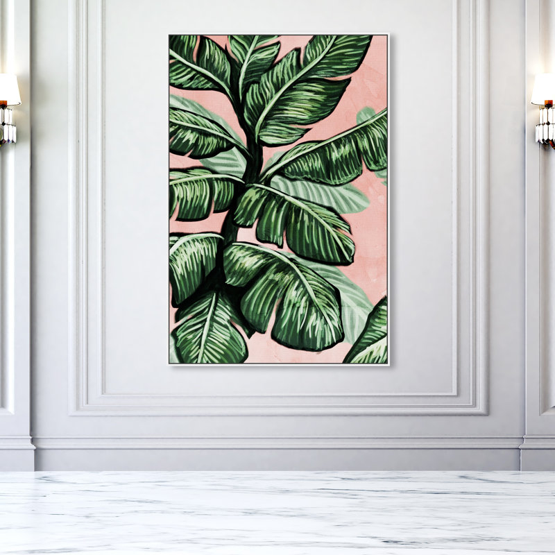 « rosé tons leaves » par oliver gal, impression, Cadre blanc, H 24 po x l 36 po