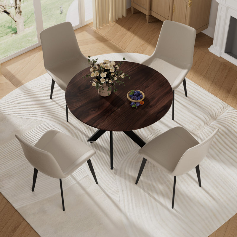 Ensemble de salle à manger 5 pièces, H 29,6 po x L 36 po x l 36 po, Blanc, Brun