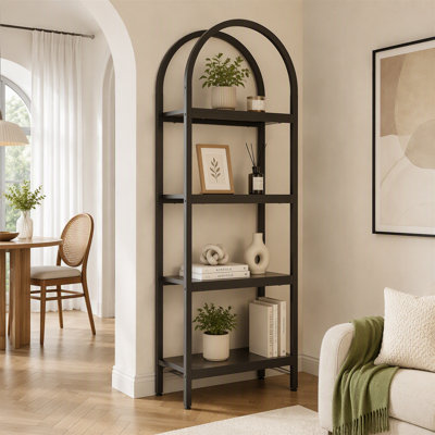 4-Tier Bookshelf, Arched Bookcase Display Rack with Storage Shelves