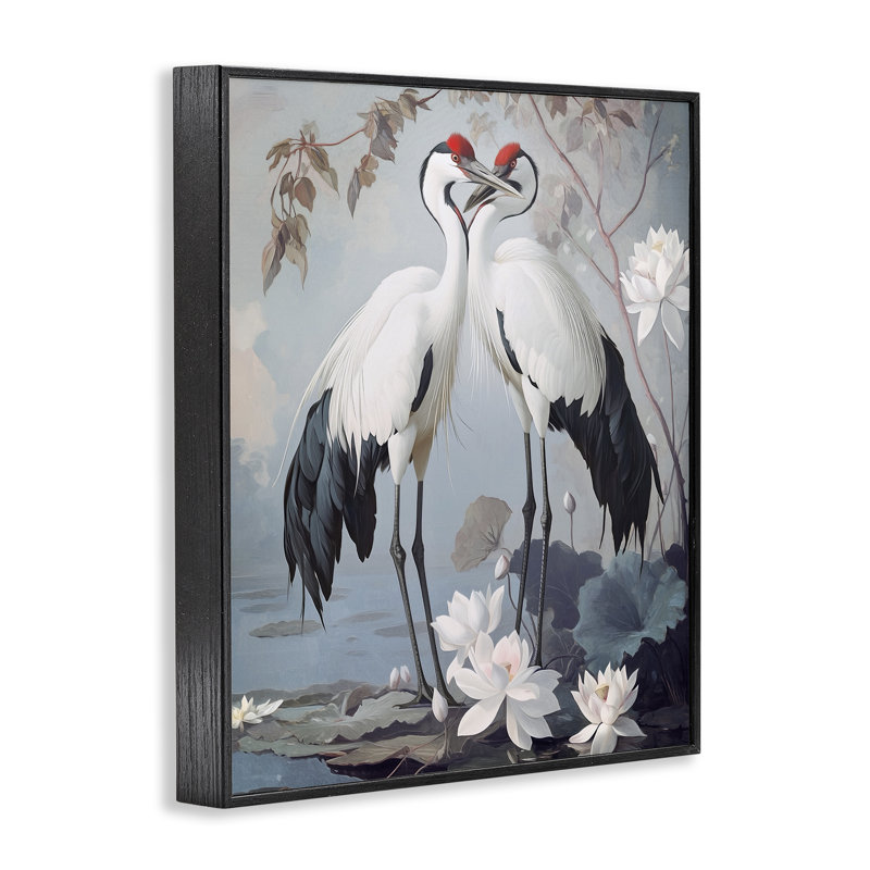 Grues magiques Shore Line, giclée encadrée, design par Steve Hunziker, H 30 po x l 24 po, Giclée encadrée noir minuit