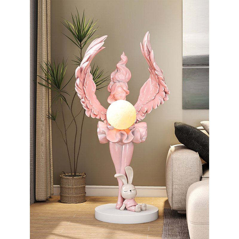 Minimalist Modern Resin Floor Lamp, White/Pink