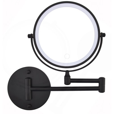 Rechargeable Wall Mounted Makeup Mirror 8" Magnifying Mirror with Lights Double-Sided 1X/10  360° Rotation Extension Bathroom Shaving Mirror with Foldable Arm