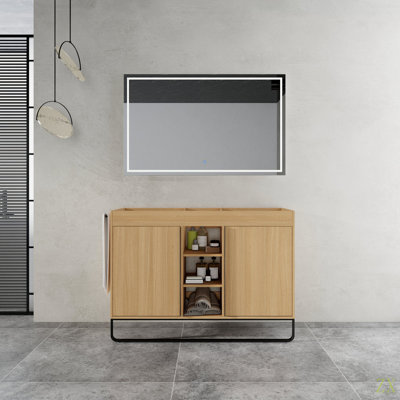 48" Freestanding Bathroom  Cabinet, 2-Soft Close Door & 3-Open Storage Rack, KD-Packing   (Vanity Only, Without Sink)
