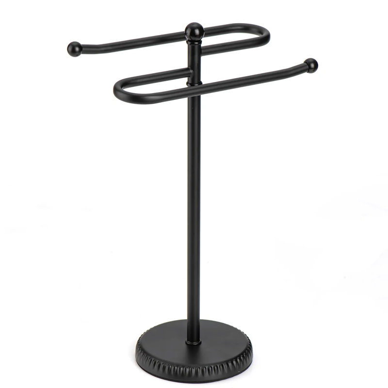 Porte-serviettes en acier inoxydable noir mat S-Design avec base lourde, Noir mat
