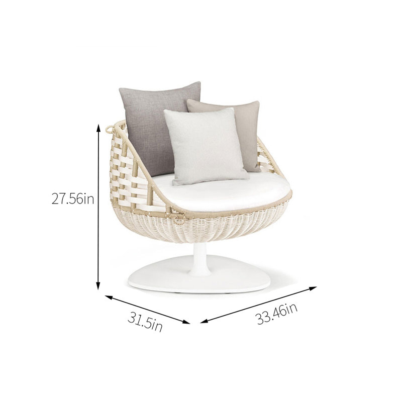 Rattan Patio Daybed Swivel Wicker Outdoor Armless Lounge Chair