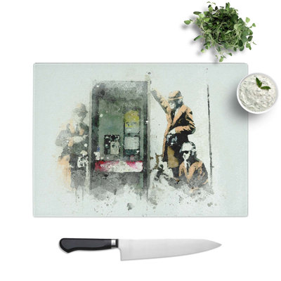 Glass Gchq Government Spies by Banksy Chopping Board