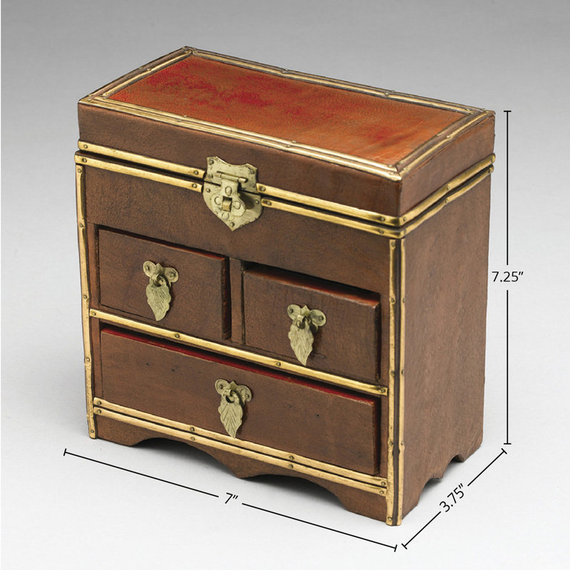 Boîte à bijoux enveloppée en cuir relevable