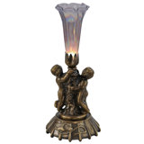 Twin Cherub Torchiere Table Lamp Set