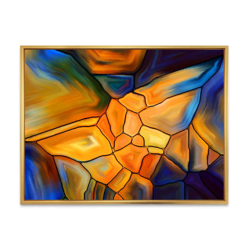 Rêve de vitrail - reproduction sur toile avec cadre flottant, H 8 po x l 12 po x P 1 po, Cadre doré