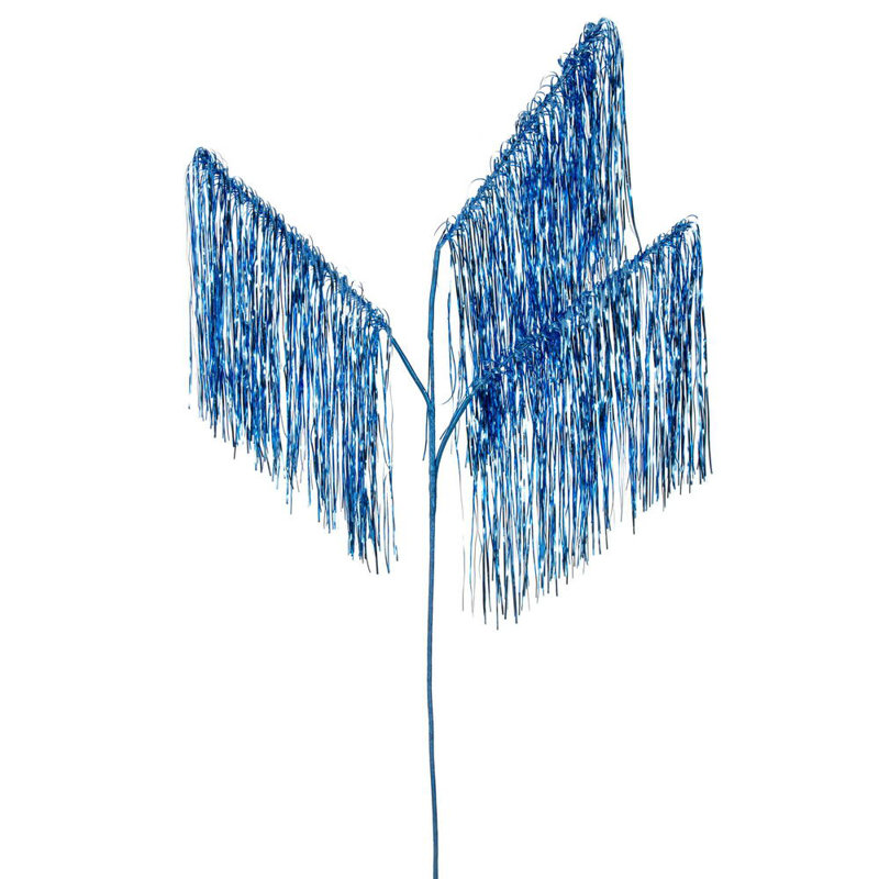 36" Tinsel Icicle 3-Tip Spray 3/Pack, Dark Blue