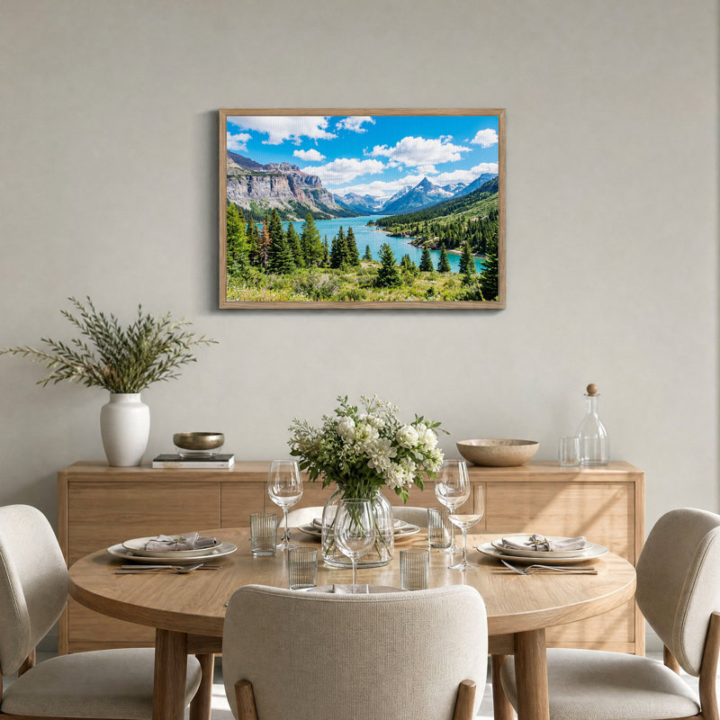 Tableau sur toile représentant le lac Turquoise Mountain et une forêt de pins, 24"H x36"W