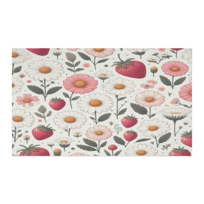 Strawberry Flower Fields Braided Rug