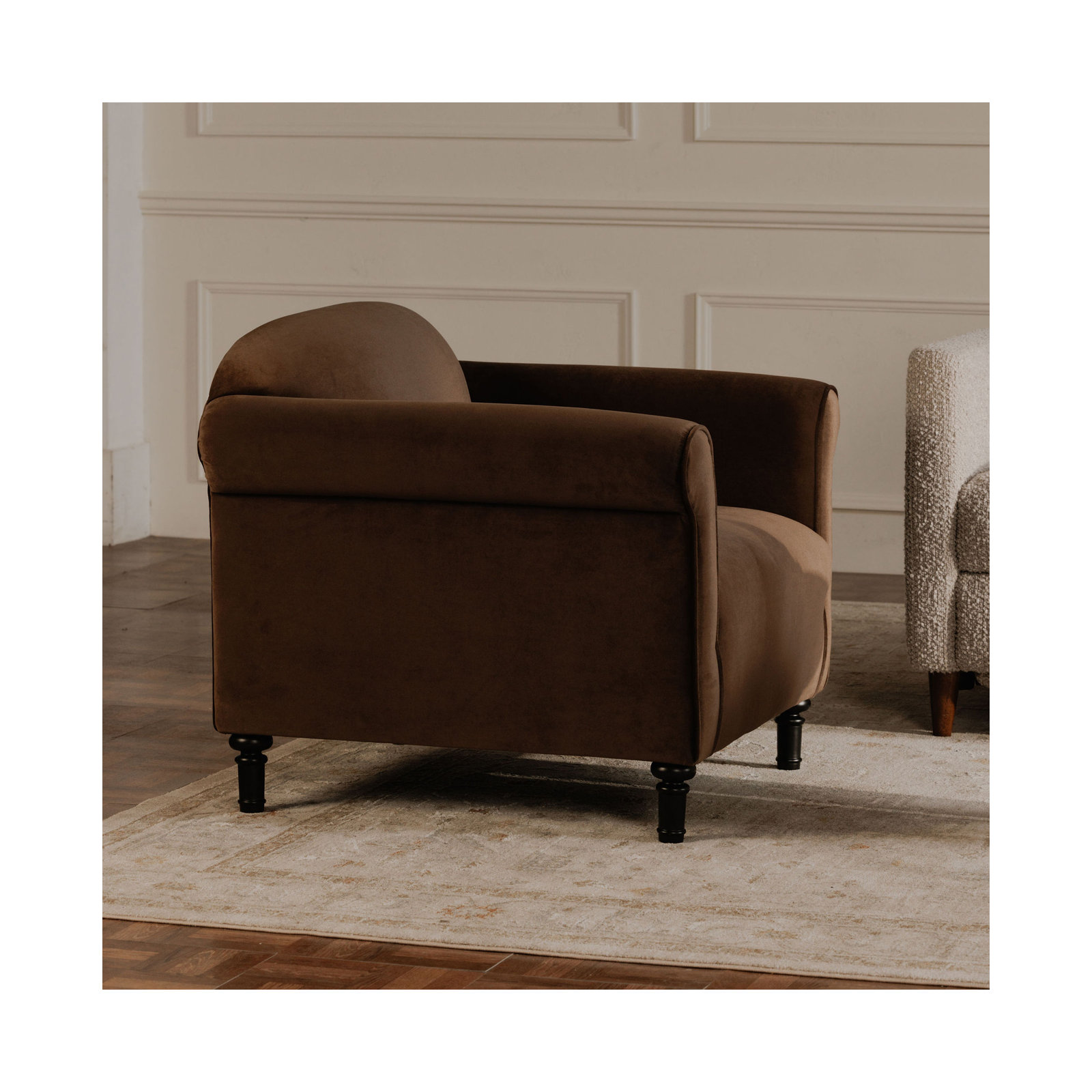 Marirose Accent Chair, Dark Brown Velvet