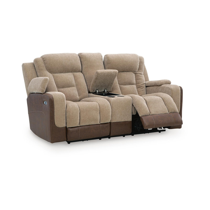 Causeuse inclinable électrique avec console, Brun