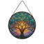 Vitrail arbre coucher de soleil panneaux vitrail Suncatcher pour décoration de fenêtre-129206189