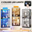  71" Display Cabinet with Glass Door, 6-Tier Curio Cabinet with 3 Color Lights-1198593464