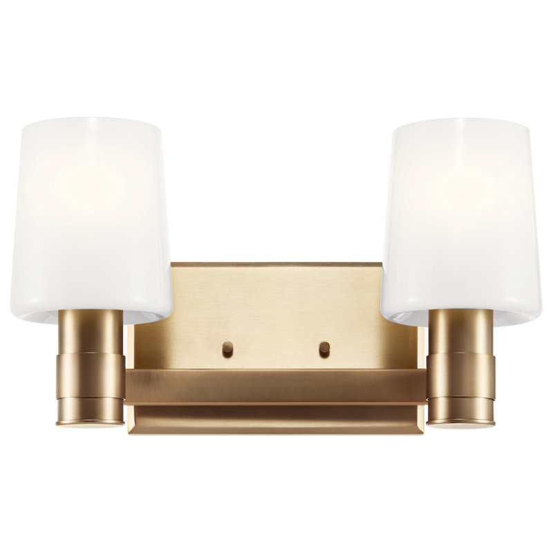 Champagne Bronze Modern 2-Light Vanity with Opal Glass