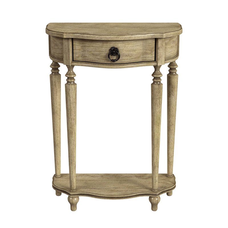  Ashby W Demilune - Console 1 tiroir en bois avec tablette inférieure ouverte, beige, Beige