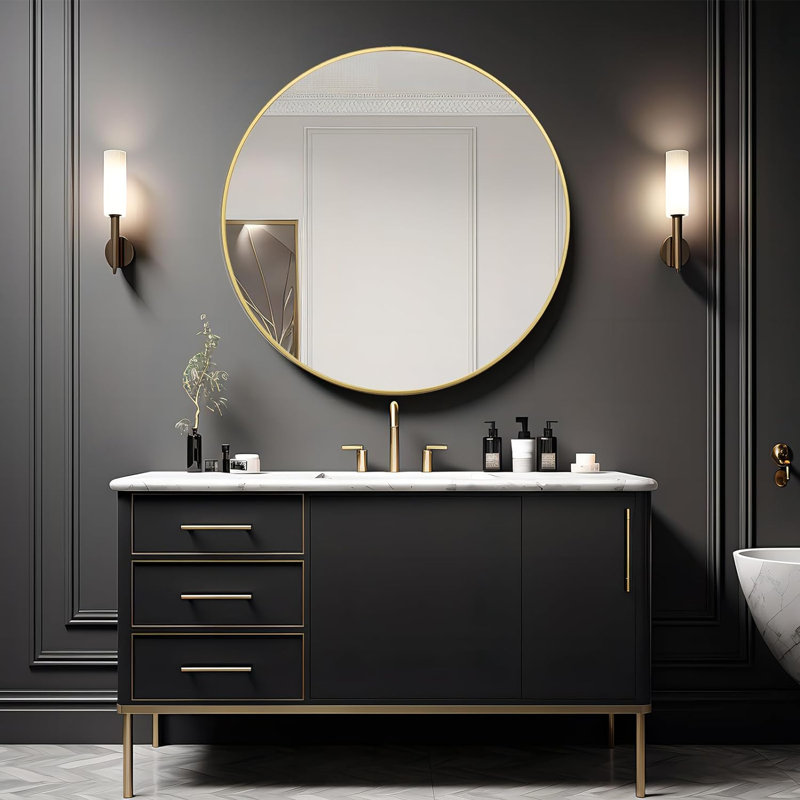 Miroir de salle de bain Pickard, Laiton, 42 po x 42 po