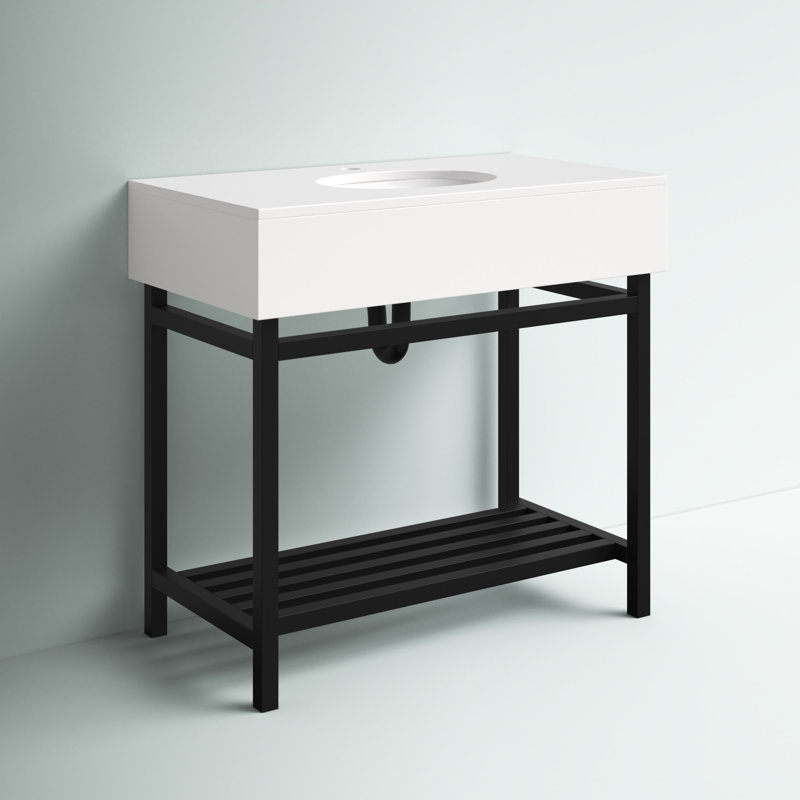 Ensemble de meuble-lavabo simple 36 po Whittier, Métal noir