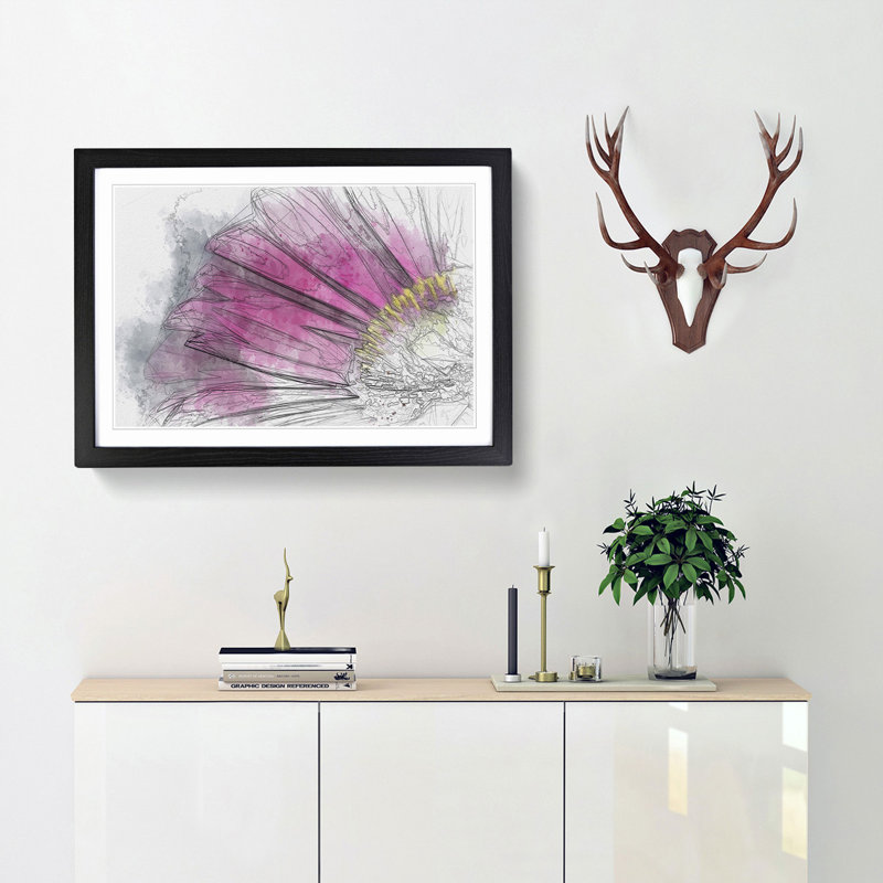 Bright Pink Gerbera Flower in Abstract - Picture Frame Graphic Art Print, Black Framed, 36cm H x 48cm W x 2cm D