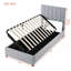 Lit plateforme simple tapissier avec système de rangement hydraulique