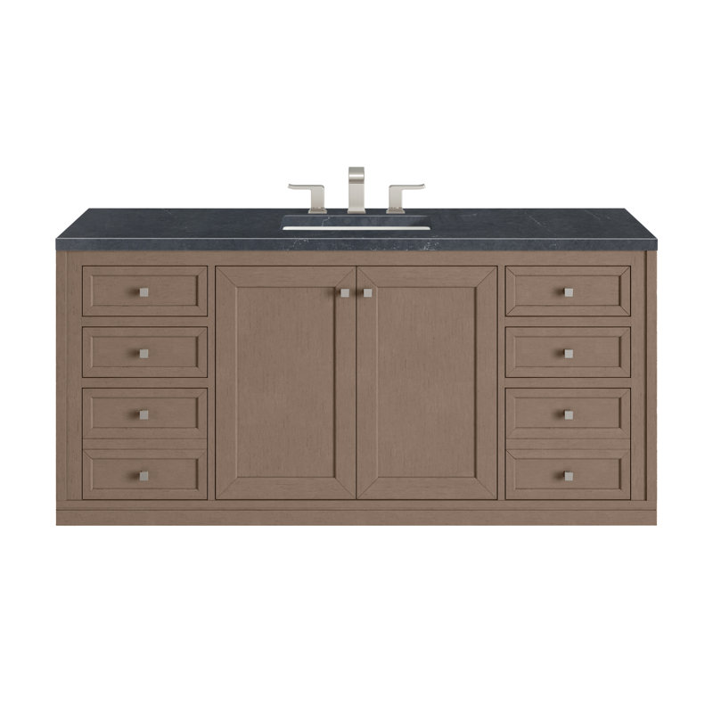 Chicago 60 in. Double Vanity, Walnut Whisper, Charcoal Soapstone, 8" Widespread