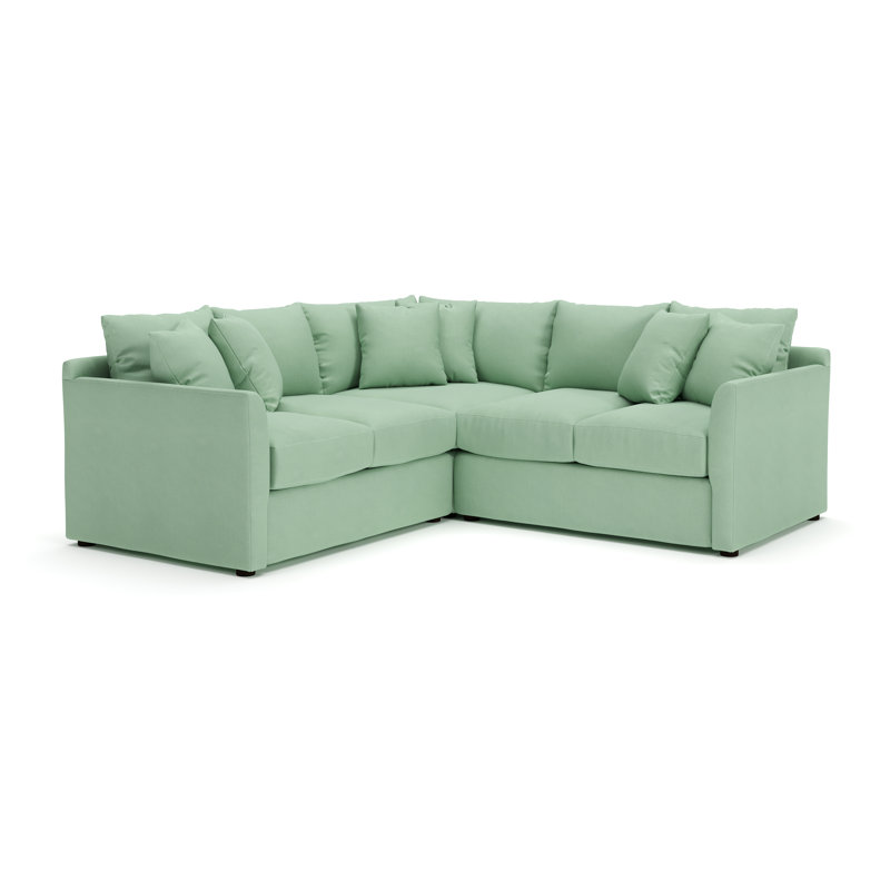 Canapé modulaire de coin large 95 po Cecelia, Blanc sergé décoloré classique, Orienté à droite