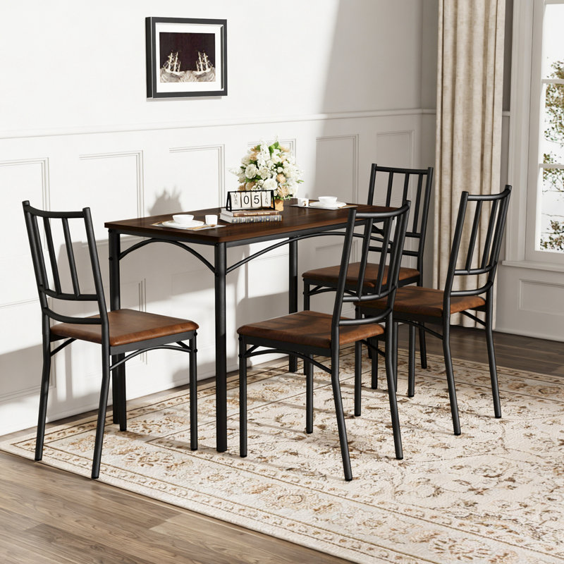 Aadi with 4 Dining slat back chairs, Walnut