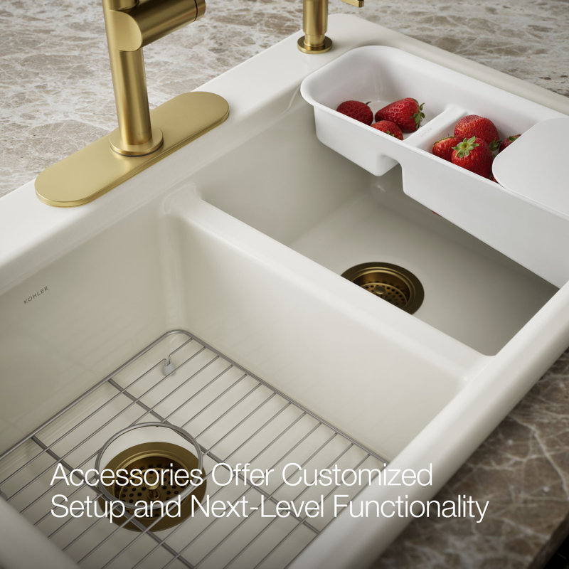 Riverby® 33" Top-Mount Double-Bowl Workstation Kitchen Sink, Biscuit
