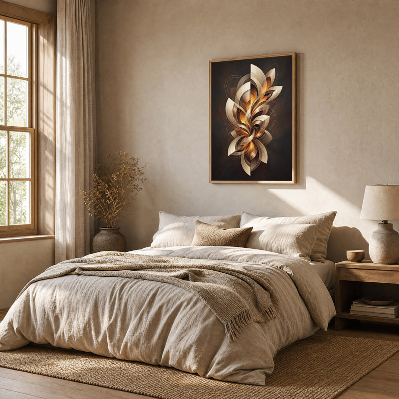 Tableau sur toile à motif abstrait tourbillonnant or et bronze, H 48 po x l 36 po