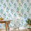 Papier peint à rayures verticales Citrus Bluebirds